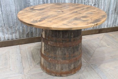 vintage barrel bar table